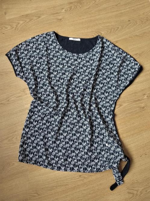 Brax donkerblauw bloesje met palmboompjes, mt 38 (M), Kleding | Dames, Blouses en Tunieken, Gedragen, Maat 38/40 (M), Blauw, Ophalen of Verzenden