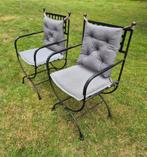 6 zeer stevige metalen stoelen binnen/buiten met kussens, Tuin en Terras, Ophalen, Gebruikt