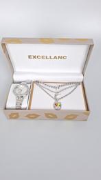 Excellance horlogeset voor dames + 3 kettingen - nieuw, Overige merken, Staal, Staal, Polshorloge