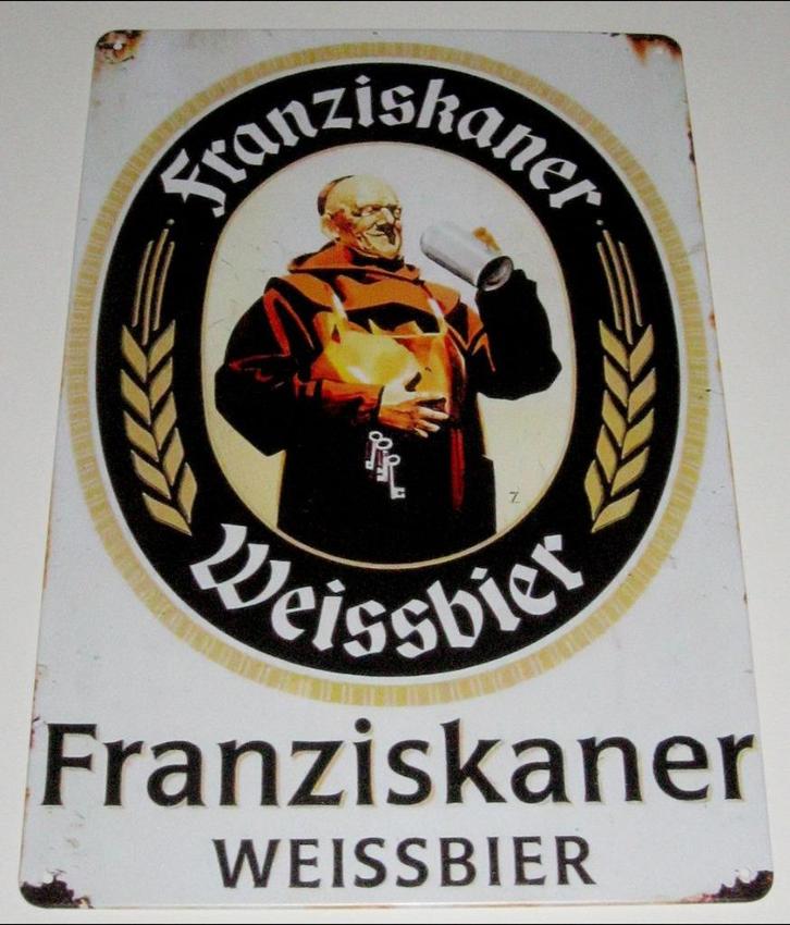 FRANZISKANER BIER : Metalen Bord FRANZISKANER Weissbier, Verzamelen, Biermerken, Nieuw, Reclamebord, Plaat of Schild, Overige merken