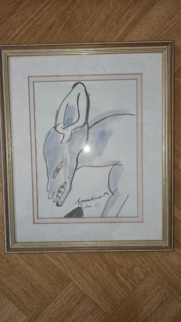 Dessin à la plume Lucebert signé et daté Dimensions c, Enlèvement