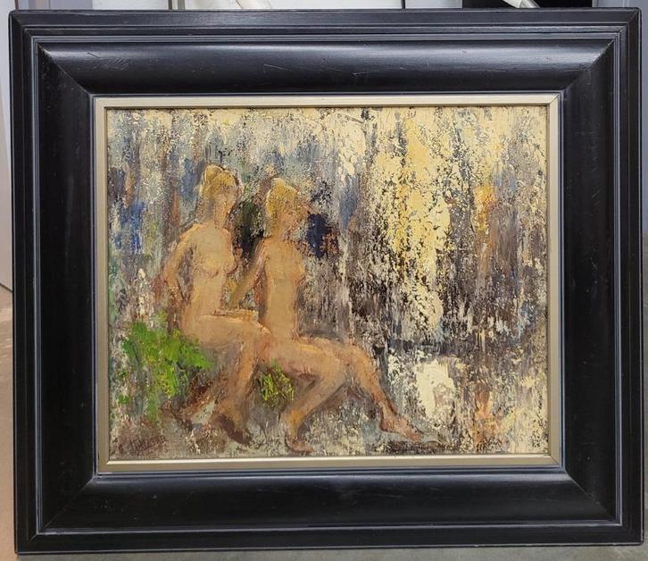 Henri THÉATRE, twee naakte blondines, Antiek en Kunst, Kunst | Schilderijen | Klassiek, Ophalen of Verzenden