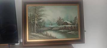 Peinture à l'huile sur toile paysage dans un cadre magnifiqu, Enlèvement