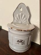 Antieke Franse emaille zoutpot, Ophalen