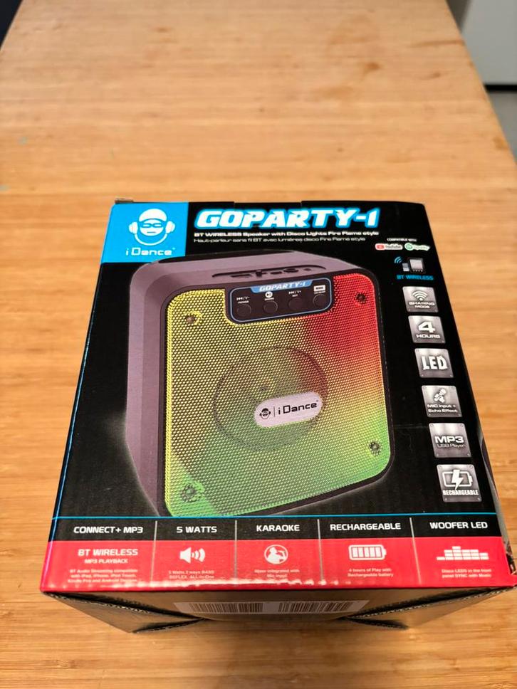 Idance Audio Goparty-1 bluetooth speaker & discoverlichting, Audio, Tv en Foto, Luidsprekerboxen, Nieuw, Center speaker, Overige merken