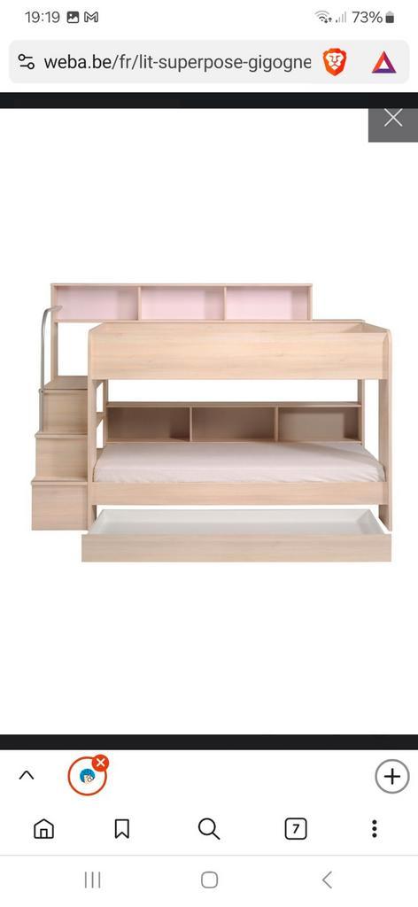 Lit superposé + lit tirroir., Kinderen en Baby's, Kinderkamer | Stapelbedden en Hoogslapers, Gebruikt, Stapelbed, Ophalen