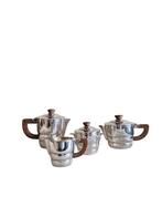 Art Deco koffie- en theeset in zilverkleurig metaal en hout, Ophalen of Verzenden