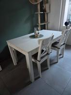 Set tafel , 2 stoelen met kussens en bankje, Huis en Inrichting, Ophalen