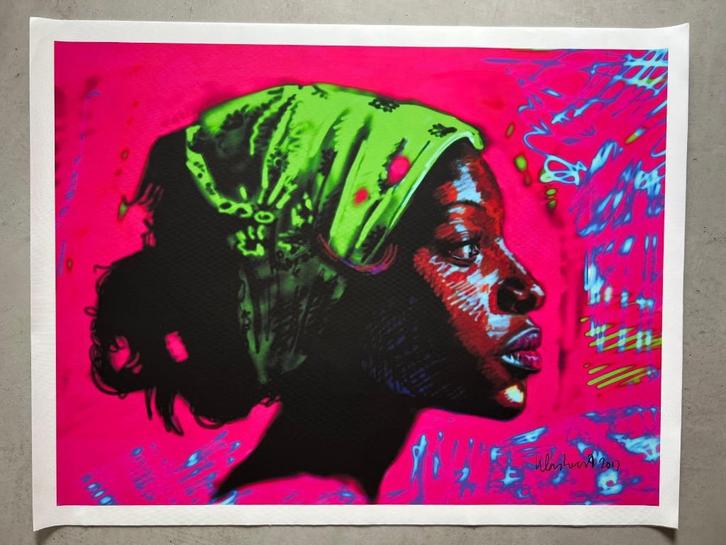 Peter Klashorst (1957-2024) - African Lady, Antiek en Kunst, Kunst | Litho's en Zeefdrukken, Ophalen of Verzenden