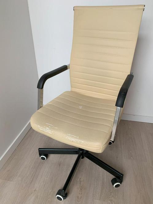 Bureaustoel Beige Kunstleer, Huis en Inrichting, Bureaustoelen, Gebruikt, Bureaustoel, Beige, Ergonomisch, Ophalen