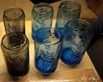 6 coca cola glazen, vorm van een blik,4blauwe en 2 donkere, Enlèvement