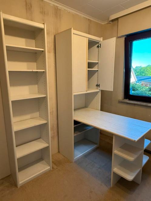 Lit 1 pers.Sommier à lattes,bureau,bibliothèque,etag.mural, Huis en Inrichting, Kasten | Boekenkasten, Gebruikt, Ophalen