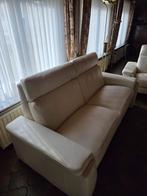 Lederen zetelset 1 jaar oud. Kleur Wit-Beige., Huis en Inrichting, Ophalen, Zo goed als nieuw, Leer
