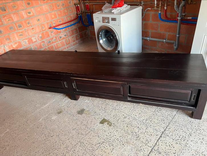 houten TV kast met schuifdeuren (3 meter), Huis en Inrichting, Kasten |Televisiemeubels, Gebruikt, Minder dan 100 cm, 200 cm of meer