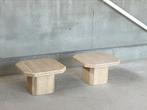 Travertine sidetable’s, set van twee, Antiek en Kunst, Ophalen
