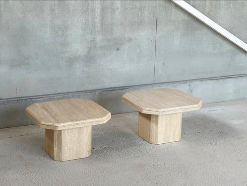 Travertine sidetable’s, set van twee, Antiek en Kunst, Antiek | Meubels | Tafels, Ophalen