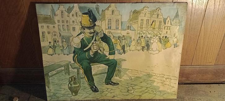 Aquarelschilderij gesigneerd „Amédée LYNEN”, 64x47, n631, Antiek en Kunst, Kunst | Schilderijen | Klassiek, Ophalen of Verzenden