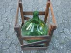 Uienfles - Dame Jeanne - antieke glazen fles met staander, Enlèvement ou Envoi