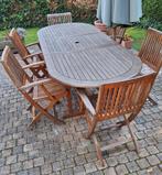Ensemble table de jardin et 6 chaises en teck, Tuin en Terras, Tuintafels, Ophalen, Gebruikt, Ovaal, Hout
