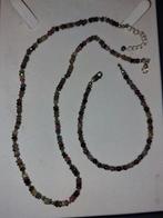 zilveren halsketting, halfedelstenen, jaren 1970, Antiek en Kunst, Curiosa en Brocante, Ophalen of Verzenden