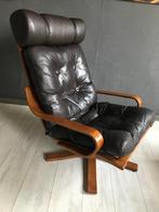 Vintage Deense Fauteuil Leer Jr. 60, Huis en Inrichting, Fauteuils, Ophalen, Gebruikt, Vintage, 50 tot 75 cm