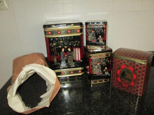 Boîtes à thé+thé en vrac + boîte à café Chat Noir, Collections, Boîte en métal, Thé, Enlèvement