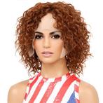 Lace front pruik koper kleur met krullen zonder pony Brandy, Verzenden, Nieuw, Pruik of Haarverlenging