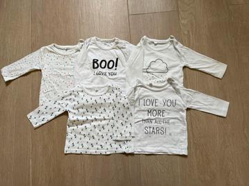 Set van 5 babyshirtjes – maat 62 – lange mouwen beschikbaar voor biedingen