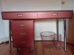 Stoer bureau met ladekasten, koperkleur in flightcase stijl, Ophalen, Gebruikt, 100 tot 150 cm, 5 laden of meer