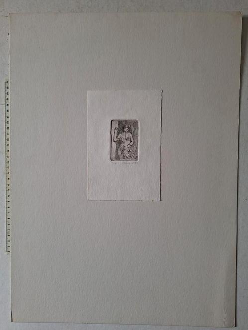 Kleine ets "Buikdanseres" uit 1974 onleesbaar gesigneerd, Antiek en Kunst, Kunst | Etsen en Gravures, Ophalen of Verzenden