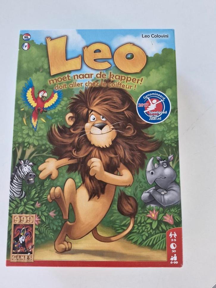 Gezelschapsspel Leo moet naar de kapper!, Hobby en Vrije tijd, Gezelschapsspellen | Bordspellen, Zo goed als nieuw, Een of twee spelers