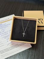 Gouden minimalistische kruis met natuurlijke diamanten, Ophalen, Zo goed als nieuw, Zilver, Goud