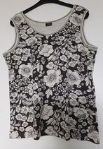 donkerbruin met cremekleur topje met bloemen, Taille 42/44 (L), Manches courtes, Enlèvement ou Envoi, Brun