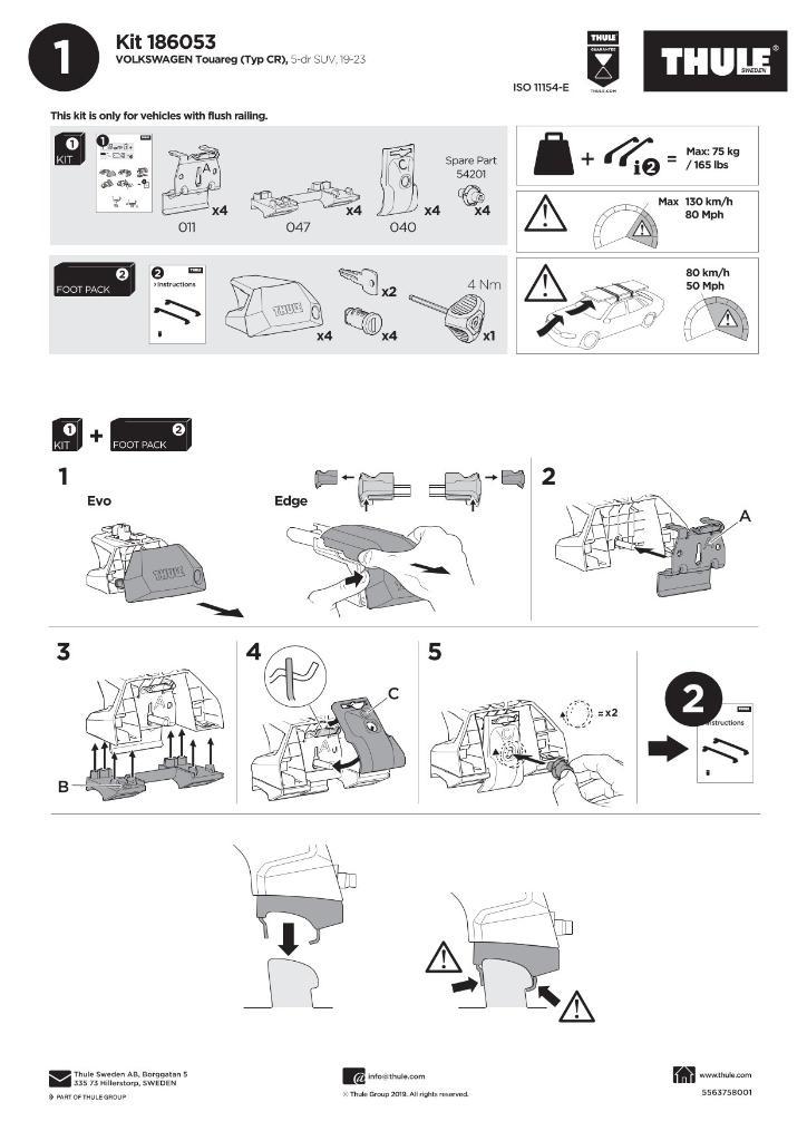 Kit fixation Thule pour VW Touareg, Autos : Divers, Outils de voiture, Comme neuf, Enlèvement ou Envoi