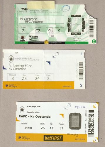 3 versch (gebruikte) tickets Antwerp - Oostende, 2015-2022 beschikbaar voor biedingen