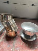 2x 45 graden bocht en trekkap inox dubbelwandig, Doe-het-zelf en Bouw, Ophalen