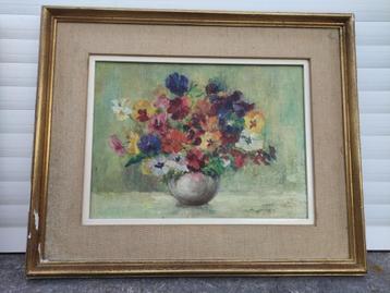 huile sur toile fleur beschikbaar voor biedingen