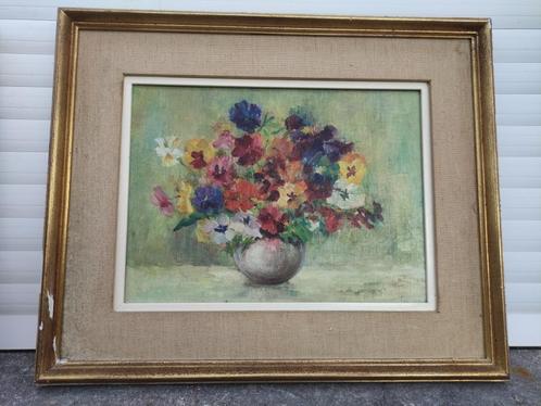 huile sur toile fleur, Antiek en Kunst, Kunst | Schilderijen | Klassiek, Ophalen of Verzenden