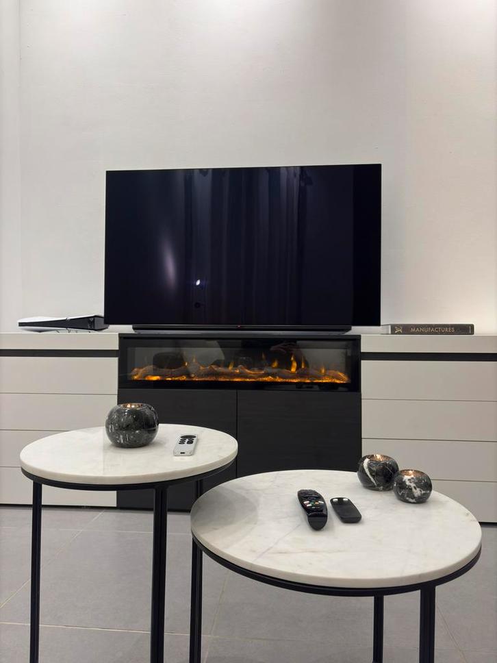 TV-meubel met elektrische haard, Huis en Inrichting, Kasten |Televisiemeubels, Zo goed als nieuw, Minder dan 100 cm, 200 cm of meer