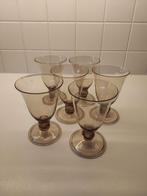 vintage 6 lichtbruine glazen op voet Juliska Isabela crystal, Antiek en Kunst, Ophalen