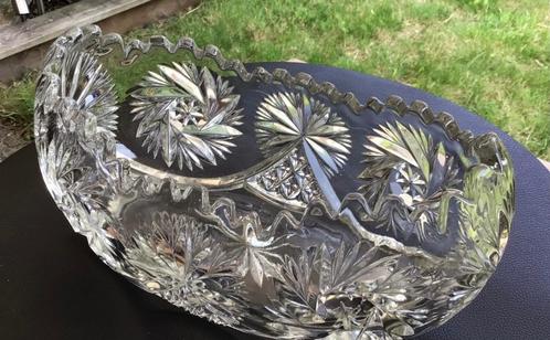 Zware kristallen ovalen coupe, prachtig op tafel met koekjes, Antiek en Kunst, Antiek | Glaswerk en Kristal, Ophalen of Verzenden