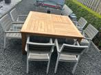 Tuinset met 8 stoelen, Tuin en Terras, Tuinsets en Loungesets, Ophalen, Teakhout, Tuinset, Eettafel