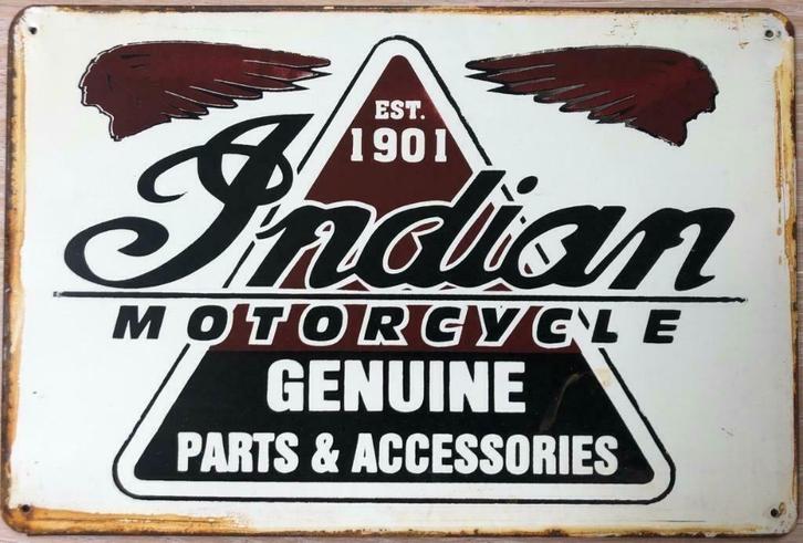 Metalen rusty-old wandplaat Indian Motorcycle Est.1901, Motoren, Accessoires | Overige, Nieuw, Ophalen of Verzenden
