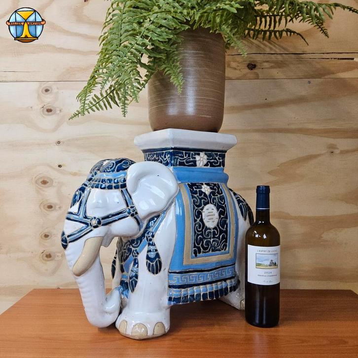 Table à plantes éléphant en céramique chinoise XXL vintage d, Jardin & Terrasse, Bacs à fleurs & Jardinières, Utilisé, Autres matériaux