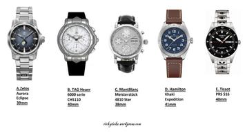 5 montres Zelos/Tag Heuer/Montblanc/Hamilton/Tissot