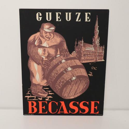 Vintage Gueuze Becasse reclame 1967, Verzamelen, Merken en Reclamevoorwerpen, Zo goed als nieuw, Reclamebord, Ophalen of Verzenden