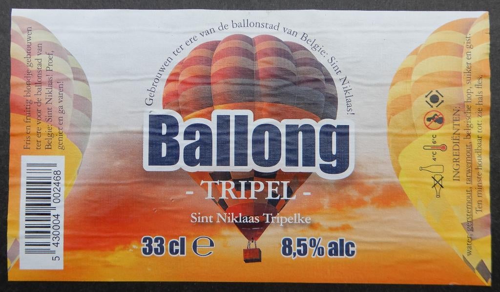 Étiquette de bière Balong Triple Brasserie Boelens (12L7), Envoi, Utilisé