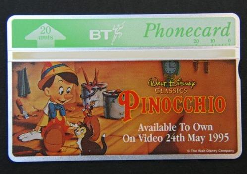 Walt Disney Pinocchio BT telecard carte téléphone, Verzamelen, Stripfiguren, Zo goed als nieuw, Kuifje, Ophalen of Verzenden