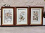 3 kadertjes met 3 D tekeningen Anton Pieck ,Amerongen, Ophalen of Verzenden