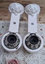 2 Franse brocante badkamerlampjes met glazen bolletjes, Huis en Inrichting, Lampen | Wandlampen, Gebruikt, -, -, Ophalen of Verzenden